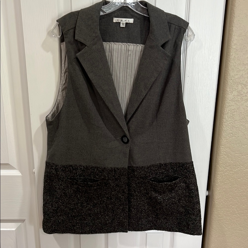 CAbi Gray and Black Two-Tone Vest size large